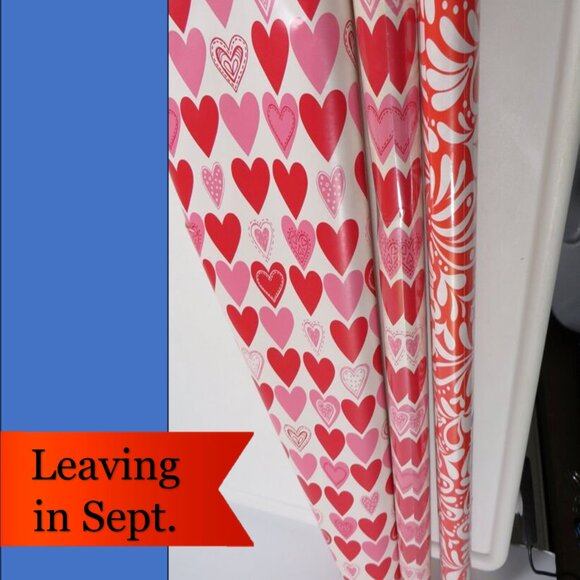 Valentine Wrapping Paper and Red/White Wrapping Paper New & Opened - Picture 2 of 9